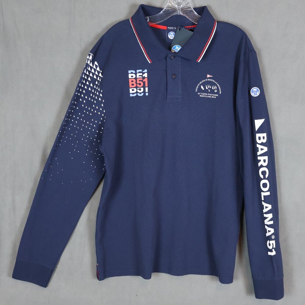North Sails Barcolana 51 Regatta Polo Shirt Men 2XL Blue Sailing Limited Edition
